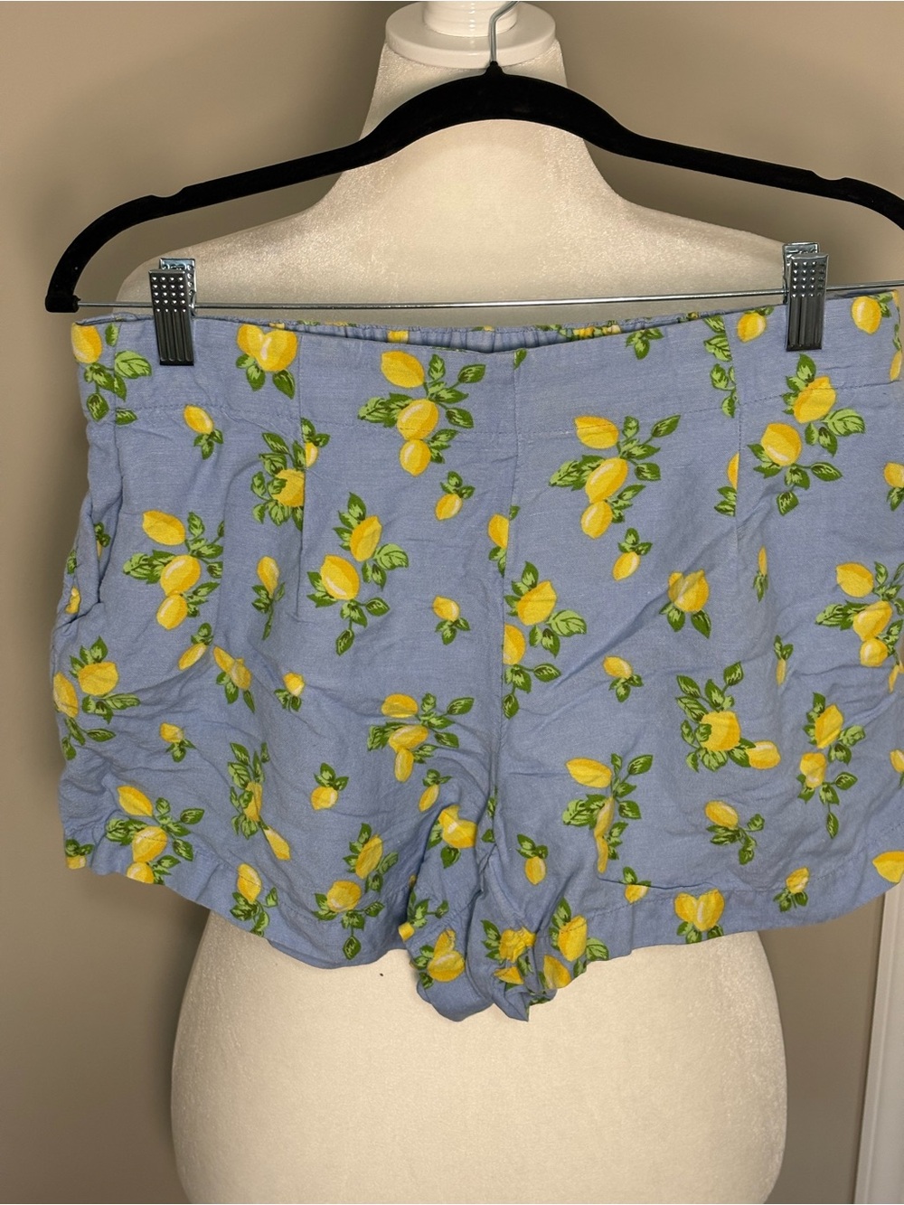 Women’s Light Blue Lemon Print  Shorts - Picture 2 of 4